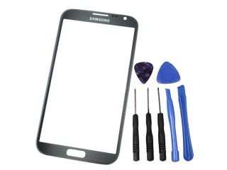 US Shipping Gray Replacement Outer Screen Glass Lens for Samsung Galaxy Note 2 II N7100 + tools
