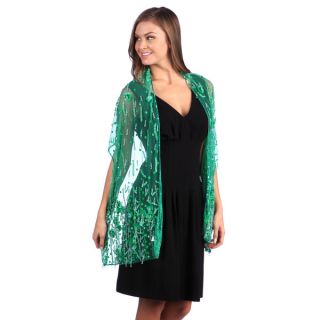 Selection Privee Paris Evening Dressy Green Beaded Silk Sheer Shawl