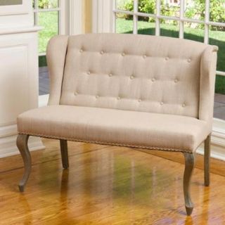 Christopher Knight Home Adrianna Wingback Button tufted Fabric Loveseat Neutral Plain Sand