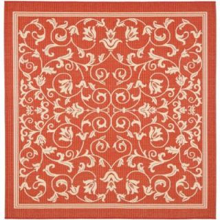 Safavieh Courtyard Red/Natural 7 ft. 10 in. x 7 ft. 10 in. Square Indoor/Outdoor Area Rug CY2098 3707 8SQ