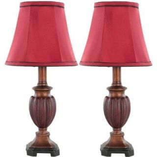 Safavieh Hermione 16 in. Brown/Red Urn Lamp with Red Shade (Set of 2) LIT4029A SET2