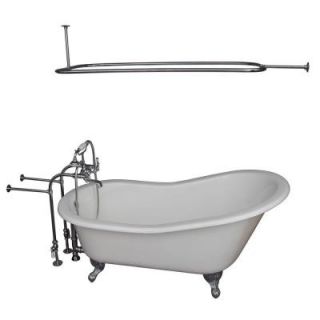 Barclay Products 5 ft. Cast Iron Ball and Claw Feet Slipper Tub in White with Polished Chrome Accessories TKCTSN60 CP4