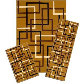 Capri Santa Fe Squares 3 piece Rug Set