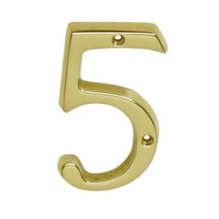 Schlage 4 in. Bright Brass Classic House Number 5 SC2 3056 605