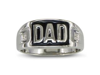 Diamond Dad Mens Ring, Sterling Silver. All Ring Sizes