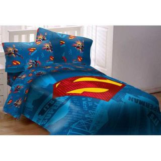 Crover Superman Shield Twin Size 4 Piece Bedroom Collection