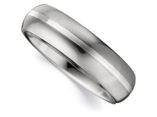 6.3MM Dura Tungsten Domed Satin Band With Sterling Silver Inlay Size 7.5