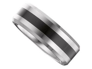 8.3MM Dura Tungsten Flat Band With Black Enamel Size 13