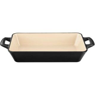 La Cuisine Medium Deep Cast Iron Roasting Pan with Enamel Finish in Black LC 8340