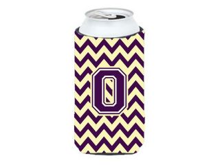 Letter O Chevron Purple and Gold Tall Boy Beverage Insulator Hugger CJ1058 OTBC