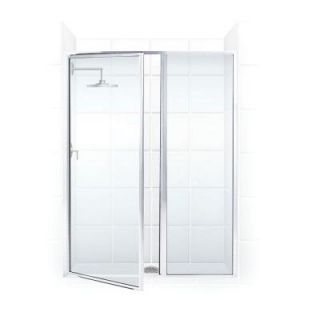 Coastal Shower Doors Legend Series 38 in. x 69 in. Framed Hinge Swing Shower Door with Inline Panel in Platinum with Clear Glass L24IL14.69P C