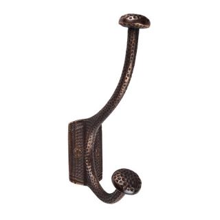 Hammered Copper Robe and Coat Hook with Mushroom Top Motif