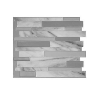 Smart Tiles 11.55 in. H x 9.65 in. W Peel and Stick Mosaic Decorative Wall Tile Milano Carrera in Grays (Box of 12) SM1060 12