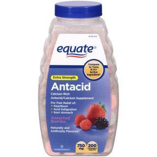 Equate Extra Strength Antacid/Calcium Supplement Chewable Tablets, 200ct