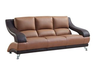 Global Furniture USA 982 Bonded Leather Sofa in Brown & Dark Brown