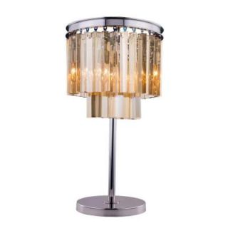 Elegant Lighting Sydney 26 in. Polished Nickel Table Lamp with Golden Teak Smoky Crystal 1201TL14PN GT/RC