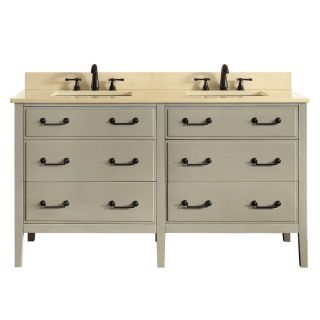 Avanity Taupe Glaze Undermount Double Sink Birch/Poplar Bathroom Vanity with Natural Marble Top (Common 61 in x 22 in; Actual 61 in x 22 in)