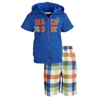 Wippette Baby Boys Beach Hunk Plaid Swim Trunk/ Hooded Knit Cover