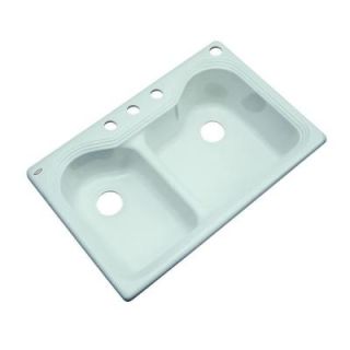 Thermocast Breckenridge Drop In Acrylic 33 in. 4 Hole Double Bowl Kitchen Sink in Seafoam Green 46444