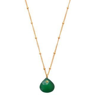 Alchemy Jewelry 18k Gold Overlay Green Onyx Necklace  