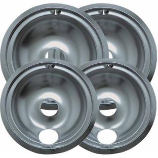 Range Kleen 4 Piece Drip Bowl, Style B fits Plug in Electric Ranges GE/Hotpoint/Kenmore/RCA, Chrome