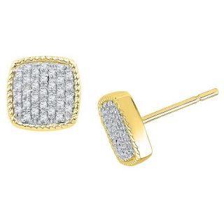 CT. T.W. Round Diamond Prong Set Square Stud Earring in 10K Yellow