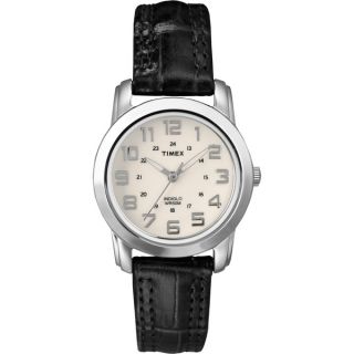 Timex Womens T2N435 Elevated Classics Sport Chic Black Leather Strap