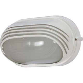 Glomar 1 Light Outdoor Semi Gloss White Oval Hood Bulk Head with Die Cast HD 522