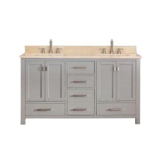 Avanity Modero 61 in. W x 22 in. D x 35 in. H Vanity in Chilled Gray with Marble Vanity Top in Galala Beige and White Basins MODERO VS60 CG B