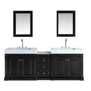 Design Element Odyssey 88 in. W x 22 in. D Double Vanity in Espresso with Marble Vanity Top in Carrara White DEC101