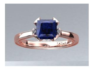 1.1ctw Princess Cut Blue Sapphire 14K Rose Gold/Yellow Gold/White Gold Pave 0.015ctw Diamond Ring/Wedding Ring/Engagement Ring/Anniversary Ring