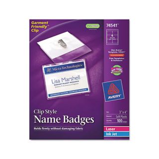 Avery Badge Holders with Laser/Inkjet Inserts, Top Loading, 3 x 4, 100