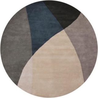 Chandra Bense Grey/Blue/Black 7 ft. 9 in. Indoor Round Area Rug BEN3003 79RD