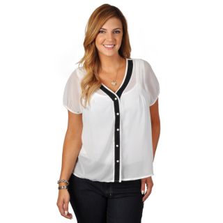 Tressa Collection Womens Contemporary Plus Button up Chiffon Top