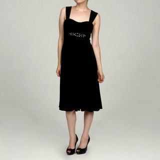 Jessica Howard Womens Black Beaded Ruched Dress