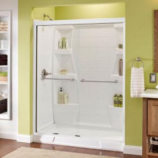 Delta Crestfield 59 3/8 in. x 70 in. Semi Framed Sliding Shower Door in White with Nickel Hardware and Clear Glass 171237