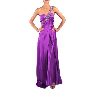 DFI Womens Jewel Embellished One shoulder Evening Gown