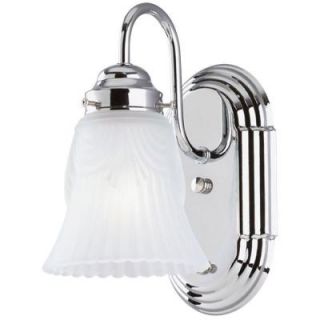 Westinghouse 1 Light Chrome Interior Wall Fixture with On/Off Switch and Frosted Pleated Glass 6652100