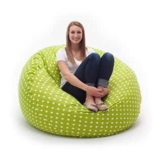 FufSack Memory Foam Polka Dot Green 4 foot Large Bean Bag Lounge Chair
