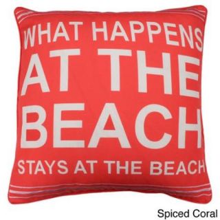 What Happens at Beach Feather Fill Throw Pillow SPICED CORAL
