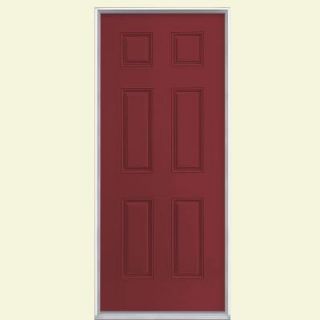 Masonite 36 in. x 80 in. 6 Panel Painted Smooth Fiberglass Prehung Front Door with No Brickmold 22730
