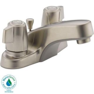 Peerless 4 in. Centerset 2 Handle Low Arc Bathroom Faucet in Brushed Nickel P246LF BN M