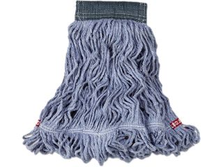 Rubbermaid Commercial RCP A152 BLU Web Foot Wet Mops, Cotton/Synthetic, Blue, Medium, 5" Green Headband