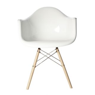 Retro Eames Style Molded Plastic Wood Eiffel Legs White Armchair