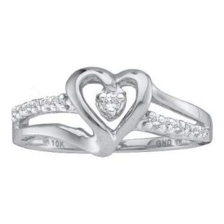 14K White Gold 0.12ctw Fancy Pave Diamond Split Shank Heart Ladies Cluster Ring