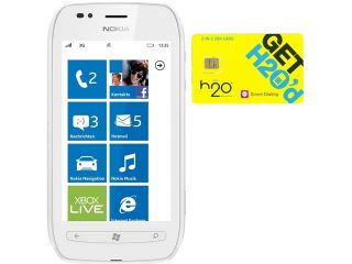 Nokia Lumia 710 White Windows 7.5 OS Cell Phone + H2O $30 SIM Card
