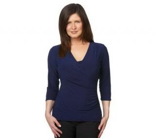 Susan Graver OurLittleSecret Body Shaping Liquid Knit Surplice Top —