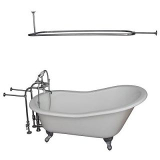 Barclay Products 5 ft. Cast Iron Ball and Claw Feet Slipper Tub in White with Polished Chrome Accessories TKCTSN60 CP3