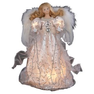 Kurt Adler 14 in. White and Silver Angel Tree Topper   Christmas Decorative Accents