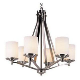 Bel Air Lighting Cabernet Collection 6 Light Brushed Nickel Chandelier with White Frosted Shade 7926 BN